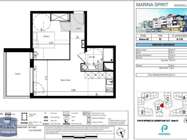 Location Appartement 2 pièces 42m² MARSEILLAN 34340