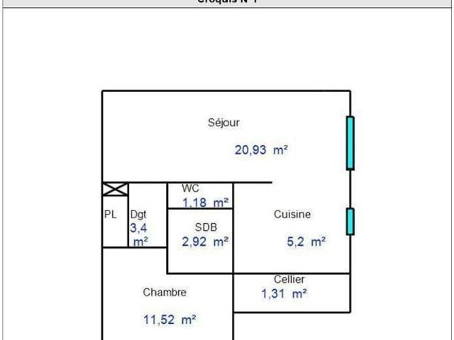 Location Appartement 2 pièces 46m² ROYE 80700