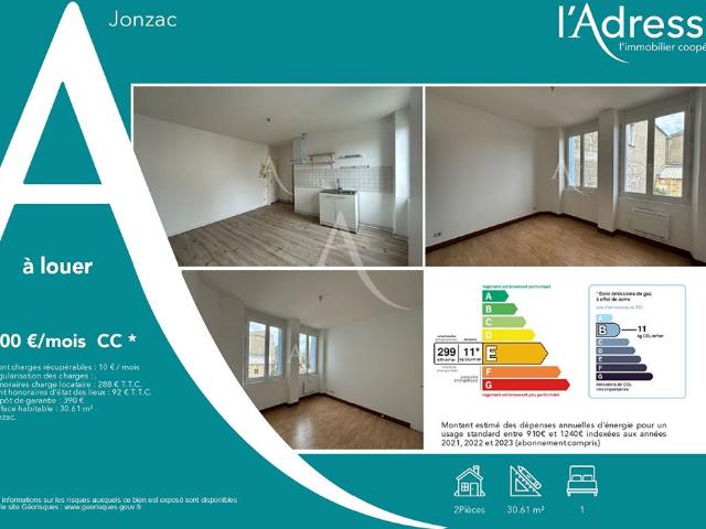 Location appartement 2 pièces, 30.61m², Jonzac