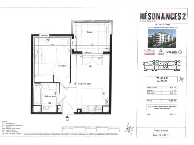 Location appartement 2 pièces 36 m² à Lyon 7 69007