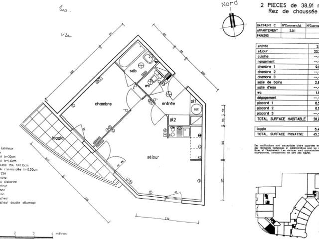 Location appartement 2 pièces, 38.96m², Ermont