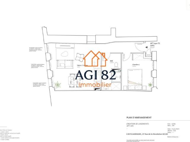 Location Appartement 2 pièces 39m² CASTELSARRASIN 82100