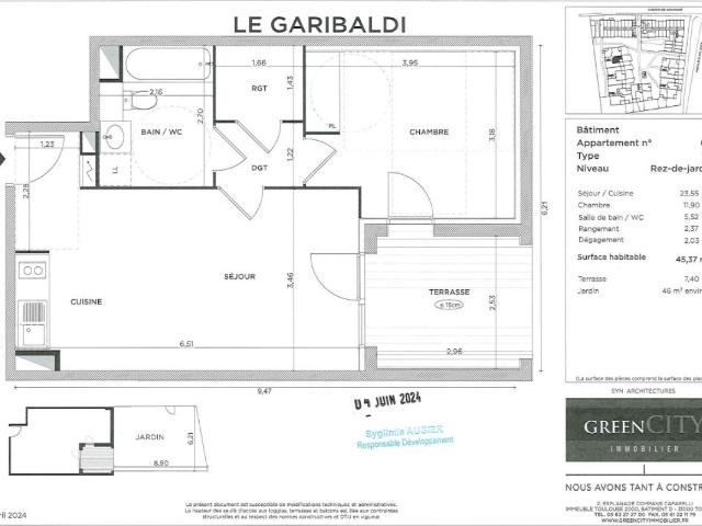 Location appartement 2 pièces TOULOUSE 45m² à 705.90€/mois CDC Habitat