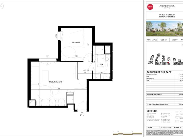 Location appartement 2 pièces VIRY CHATILLON 44m² à 858.32€/mois CDC Habitat