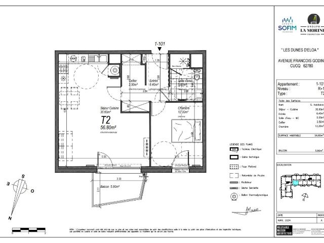 Location appartement 2 pièces CUCQ 58m² à 829.07€/mois CDC Habitat