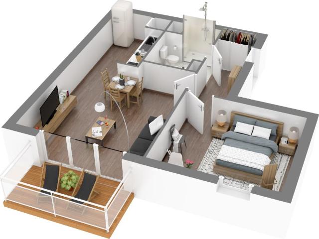 Location appartement 2 pièces HALLENNES LEZ HAUBOURDIN 46m² à 547.80€/mois CDC Habitat