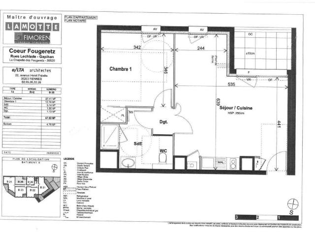 Location appartement 2 pièces La Chapelle des Fougeretz 35