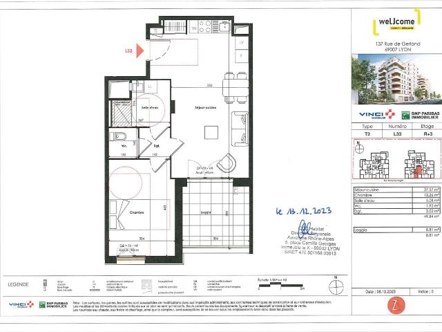 Location appartement 2 pièces LYON 50m² à 814.09€/mois CDC Habitat