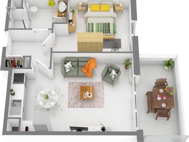 Location appartement 2 pièces MARSEILLE 43m² à 856.30€/mois CDC Habitat