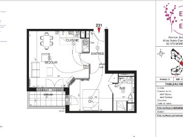 Location appartement 2 pièces MONTFERMEIL 46m² à 924.01€/mois CDC Habitat