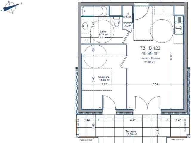Location appartement 2 pièces ORNEX 41m² à 957.77€/mois CDC Habitat