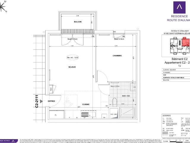 Location appartement 2 pièces ST GERMAIN LES ARPAJON 44m² à 827.57€/mois CDC Habitat