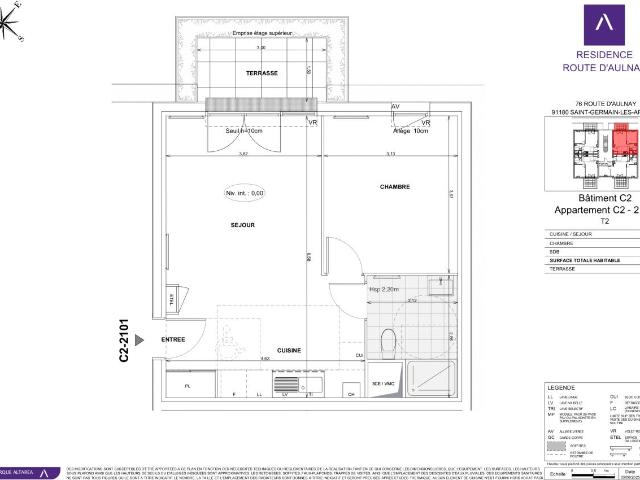 Location appartement 2 pièces ST GERMAIN LES ARPAJON 44m² à 834.83€/mois CDC Habitat