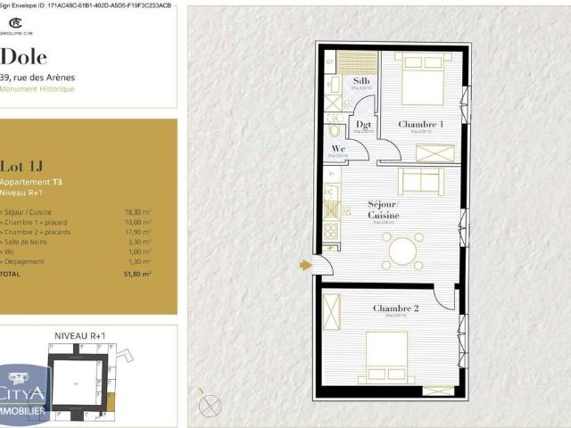 Location Appartement 3 pièces 51m² DOLE 39100
