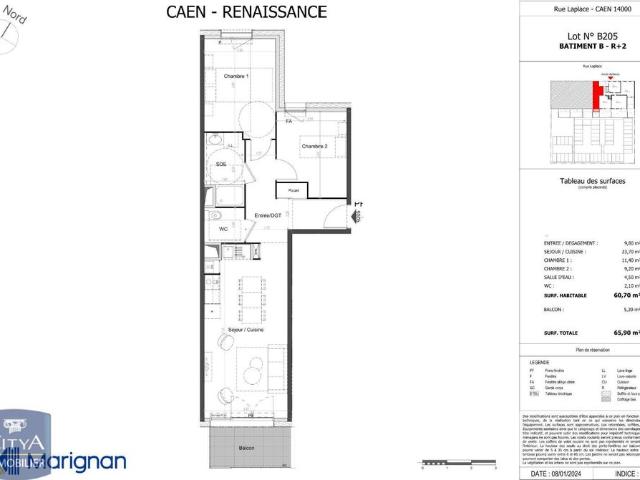 Location Appartement 3 pièces 60m² CAEN 14000