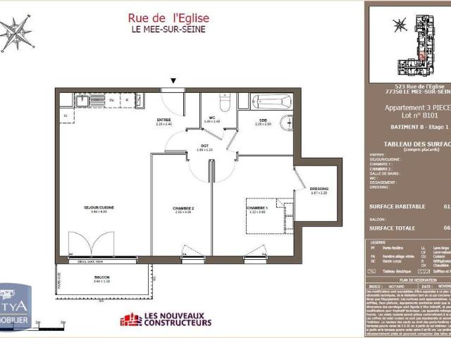 Location Appartement 3 pièces 61m² LE MEE SUR SEINE 77350
