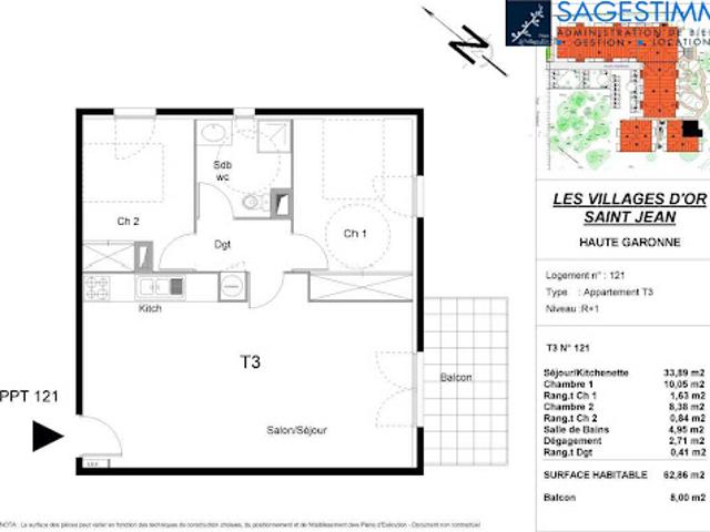 Location Appartement 3 pièces 62 m2 Saint Jean