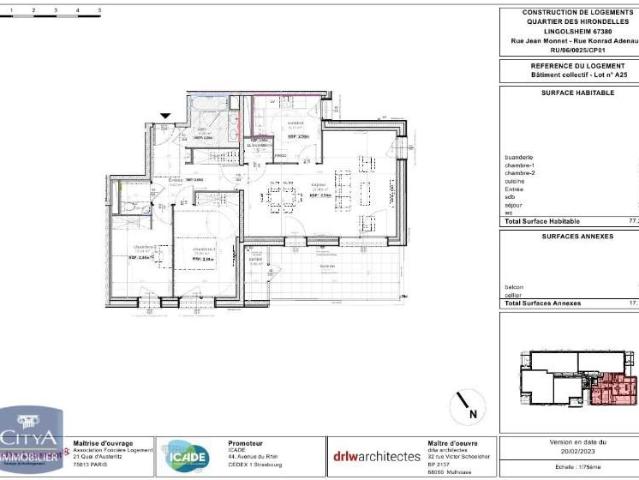 Location Appartement 3 pièces 77m² LINGOLSHEIM 67380