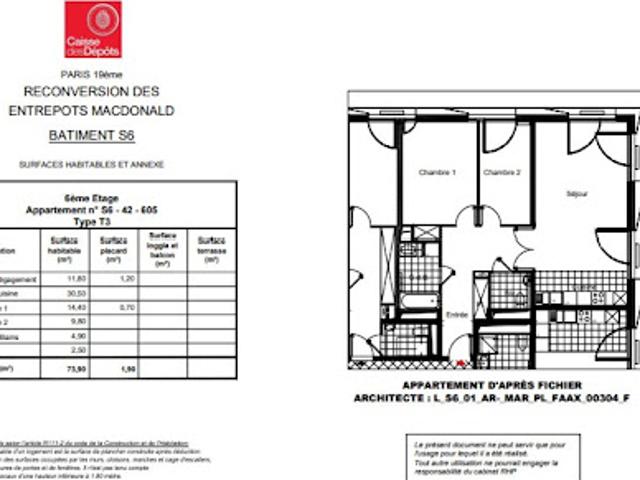 Location Appartement 3 pièces 76 m2 Paris 19ème
