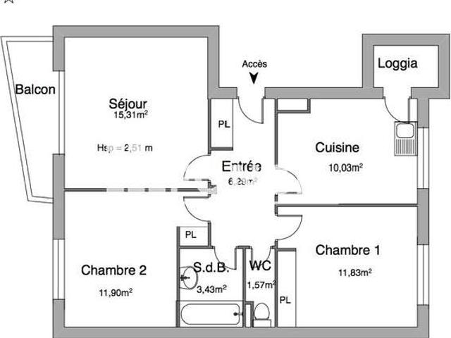 Location appartement 3 pièces Brest St Marc 29