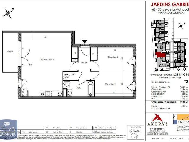Location appartement 3 pièces Carquefou 44
