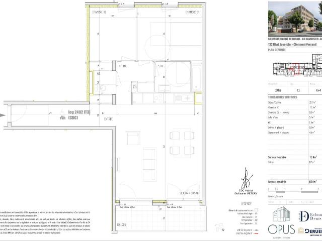 Location appartement 3 pièces CLERMONT FERRAND 76m² à 997.45€/mois CDC Habitat