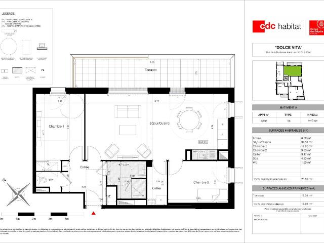 Location appartement 3 pièces CLISSON 74m² à 862.91€/mois CDC Habitat