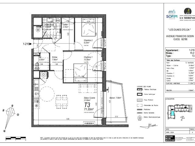 Location appartement 3 pièces CUCQ 75m² à 923.18€/mois CDC Habitat