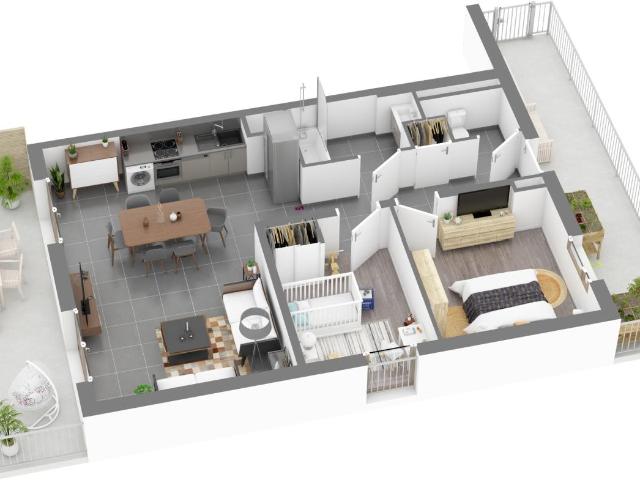 Location appartement 3 pièces DIJON 64m² à 857.42€/mois CDC Habitat