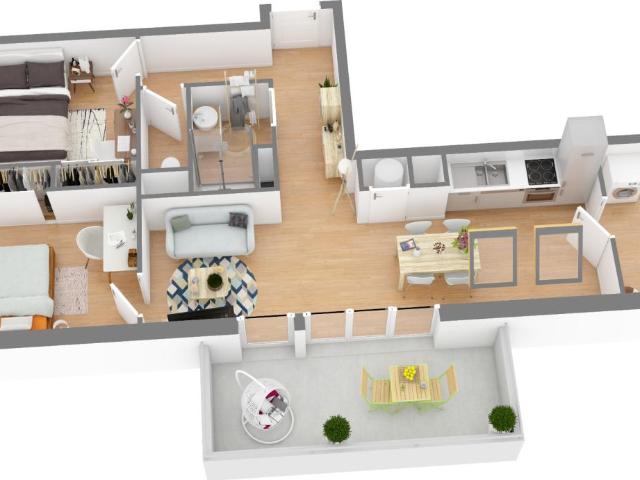 Location appartement 3 pièces GRATENTOUR 60m² à 700.61€/mois CDC Habitat