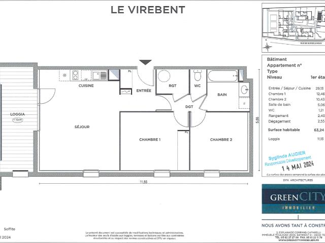 Location appartement 3 pièces LAUNAGUET 63m² à 745.22€/mois CDC Habitat