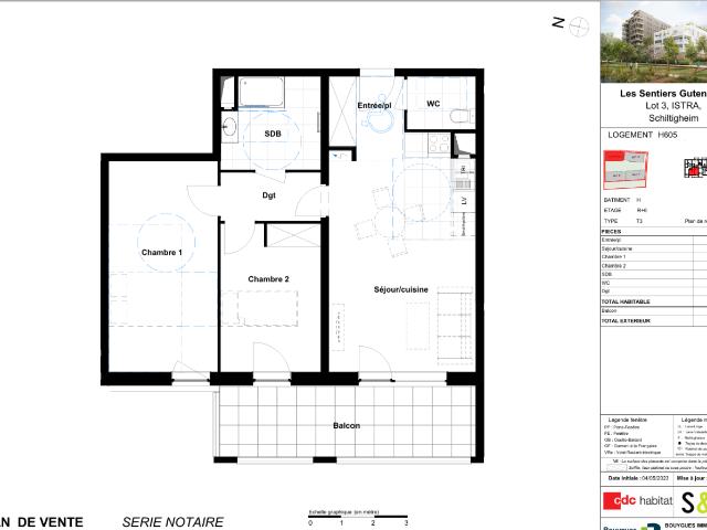 Location appartement 3 pièces SCHILTIGHEIM 63m² à 920.97€/mois CDC Habitat