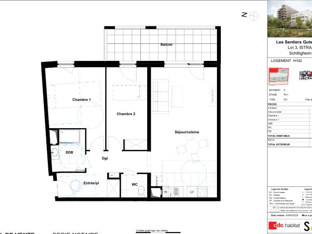 Location appartement 3 pièces SCHILTIGHEIM 68m² à 969.33€/mois CDC Habitat