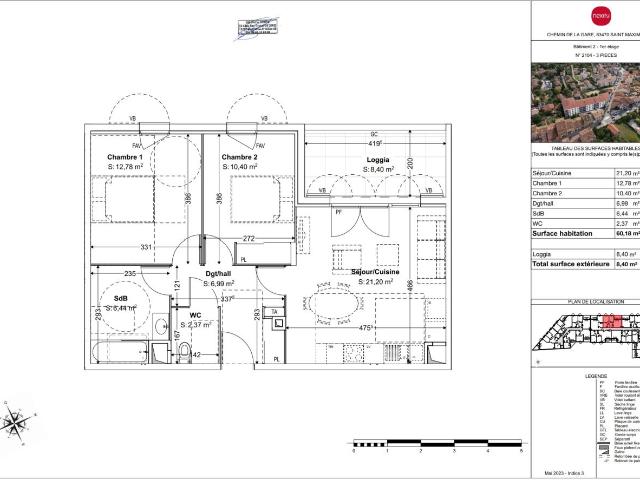 Location appartement 3 pièces ST MAXIMIN LA STE BAUME 60m² à 809.98€/mois CDC Habitat