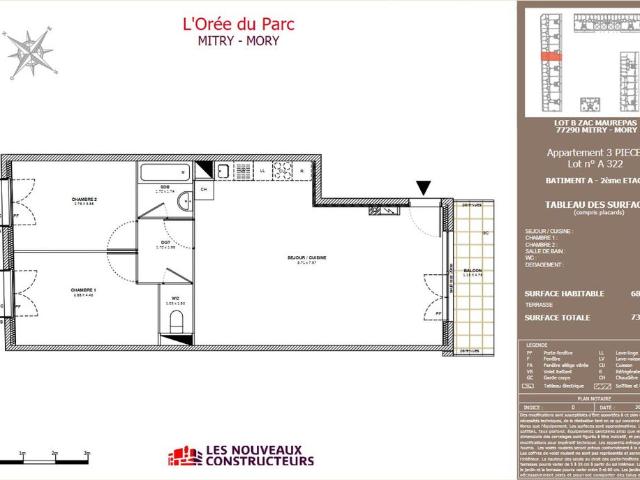 location Appartement T3 DE 68.04m² À MITRY MORY