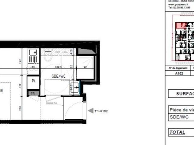 location Appartement T1 DE 23.75m² À RENNES