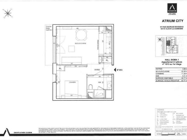 location Appartement T2 DE 42.97m² À CLICHY