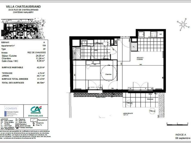 location Appartement T2 DE 42.25m² À CHATENAY MALABRY