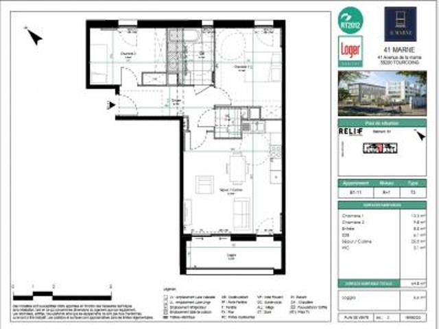 location appartement tourcoing 3 pièces 65 m2 nord 59200 940 € / mois