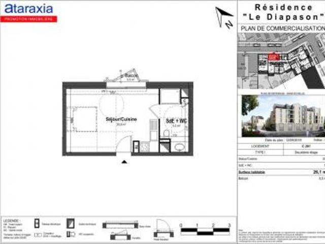 location appartement tours 1 pièce 26 m2 indre et loire 37100 423 € / mois
