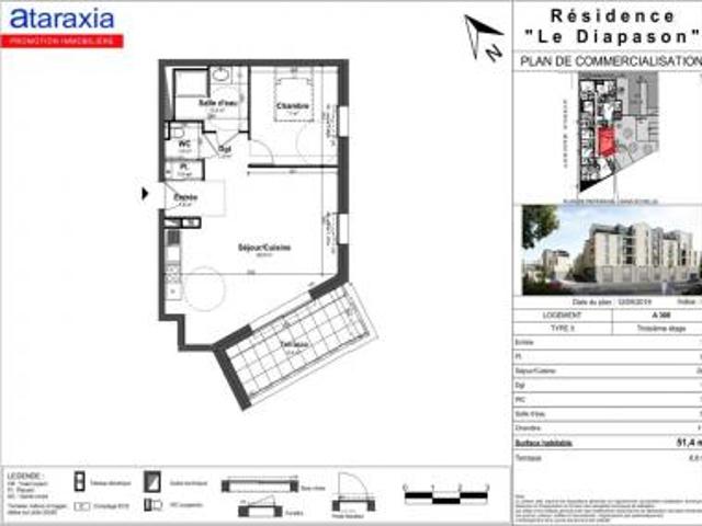location appartement tours 2 pièces 51 m2 indre et loire 37100 667 € / mois