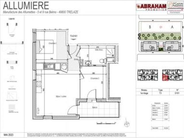 location appartement trelaze 3 pièces 54 m2 maine et loire 49800 735 € / mois