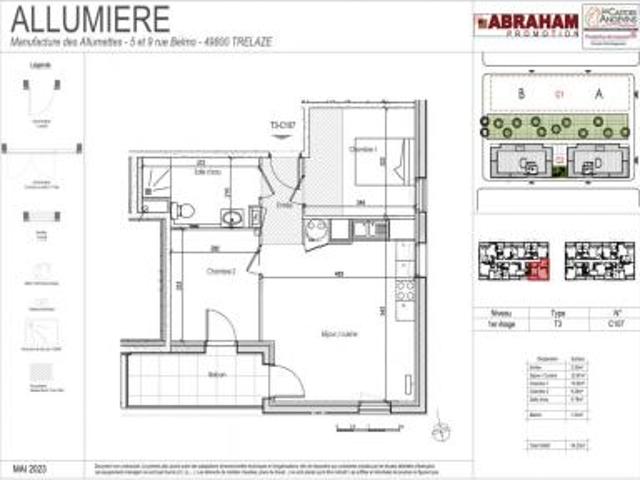 location appartement trelaze 3 pièces 54 m2 maine et loire 49800 815 € / mois