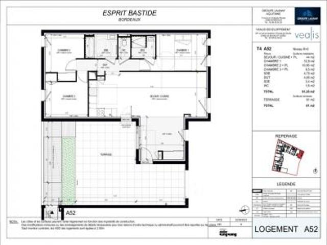 location appartement bordeaux 4 pièces 88 m2 gironde 33100 1200 € / mois