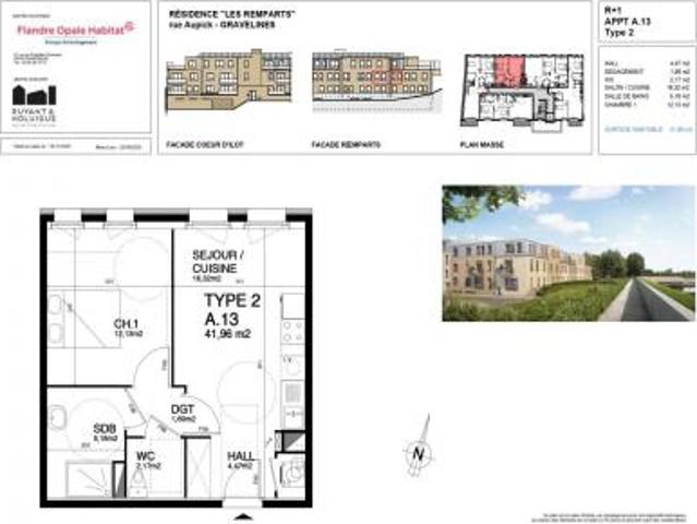 location appartement gravelines 2 pièces 42 m2 nord 59820 631 € / mois