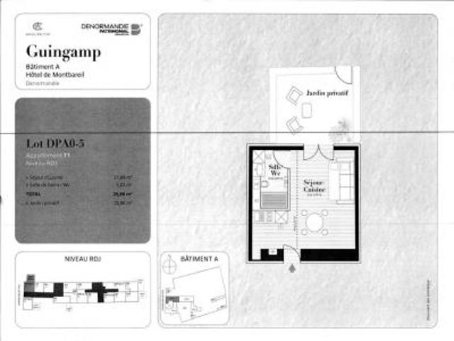 location appartement guingamp 1 pièce 26 m2 cotes d'armor 22200 350 € / mois