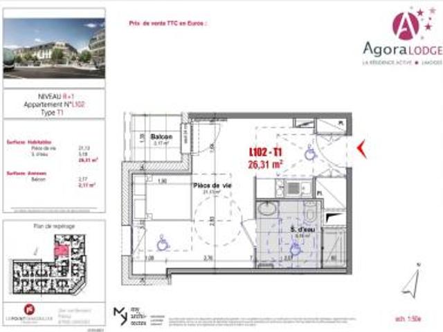 location appartement limoges 1 pièce 26 m2 haute vienne 87100 395 € / mois