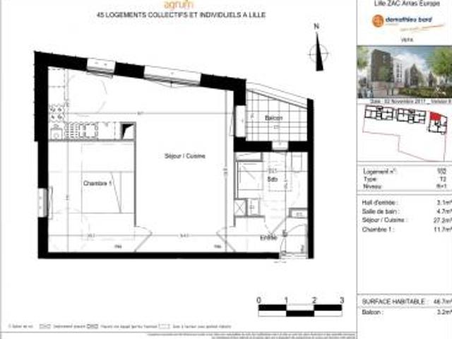 location appartement lille 2 pièces 46 m2 nord 59000 736 € / mois
