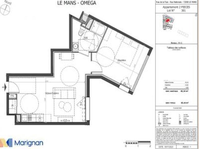 location appartement mans 2 pièces 43 m2 sarthe 72000 590 € / mois