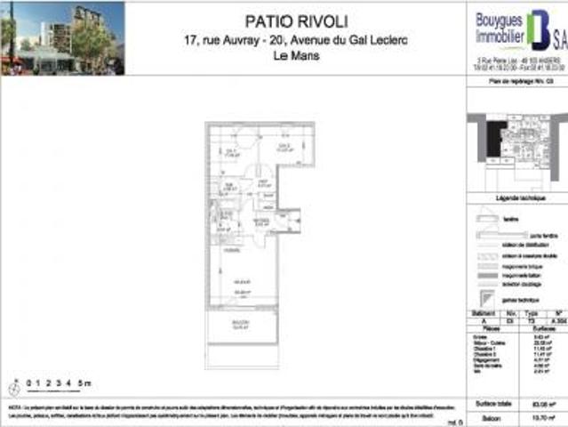 location appartement mans 3 pièces 63 m2 sarthe 72000 717 € / mois
